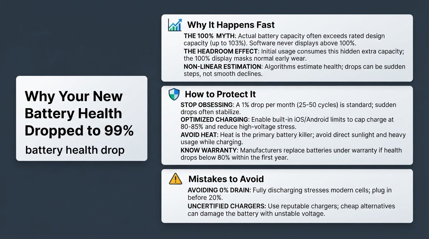Why Your New Phone's Battery Health Dropped to 99%
