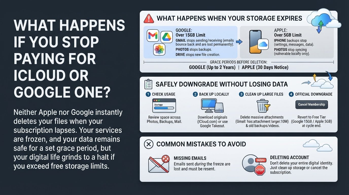 What Happens If You Stop Paying for iCloud or Google One?